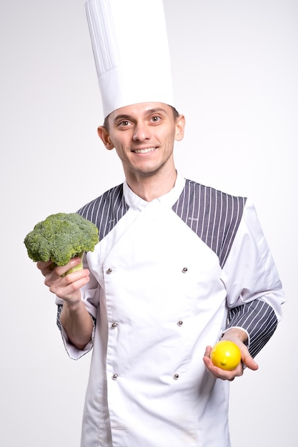Chef with ingredients